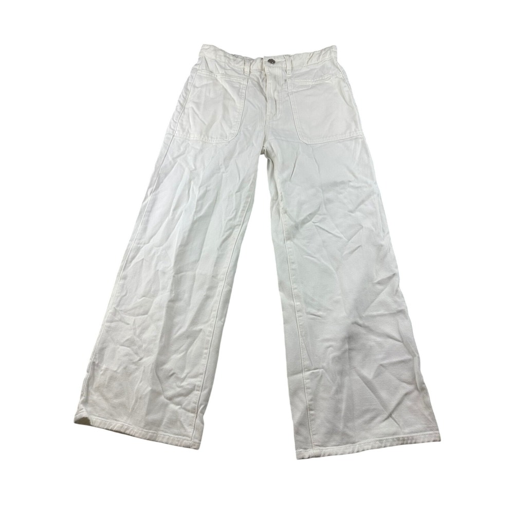 Massimo Dutti Jeans Men 30x26 White Relaxed Denim Patch Pockets Wide-Leg Resort